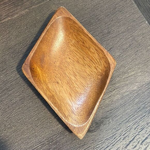 Vintage‎ Wooden Bowl Diamond Playing Card Suits Philippines Monkey Pod - Picture 1 of 4